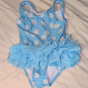 Cat & Jack Blue Floral Ruffle Swimsuit